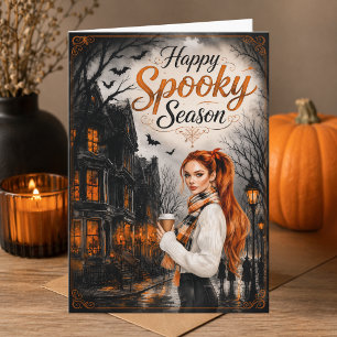 Fijne Griezelige Seizoen Gezellige Happy Halloween Kaart