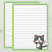 Fijne grijze kat op papier met een groene buitenka (Voorkant / Achterkant)