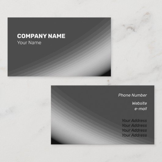 Fijne grijze witte zwarte schaduwen en stralen visitekaartje (Voorkant / Achterkant)