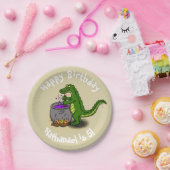 Fijne groene alligator die diner voor het koken ca papieren bordje (Feest)