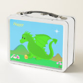 Fijne groene baby draak, bloemen en ster (Achterkant)