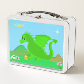 Fijne groene baby draak, bloemen en ster (Voorkant)