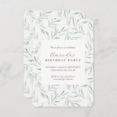 Fijne groene bladeren verjaardagsuitnodiging kaart (Voorkant / Achterkant)