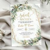 Fijne groene eucalyptus en goudzoete zestien kaart