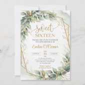 Fijne groene eucalyptus en goudzoete zestien kaart (Voorkant)