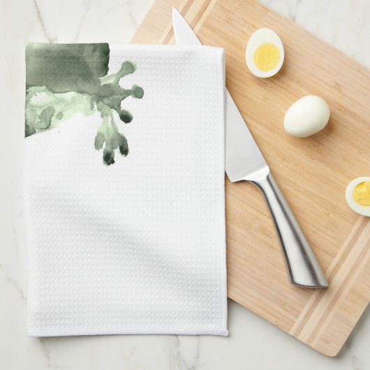 Fijne groene kikker witte keukenhanddoekkikkers theedoek (Quarter Fold)
