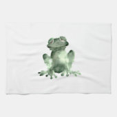 Fijne groene kikker witte keukenhanddoekkikkers theedoek (Horizontaal)