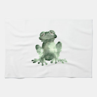 Fijne groene kikker witte keukenhanddoekkikkers theedoek