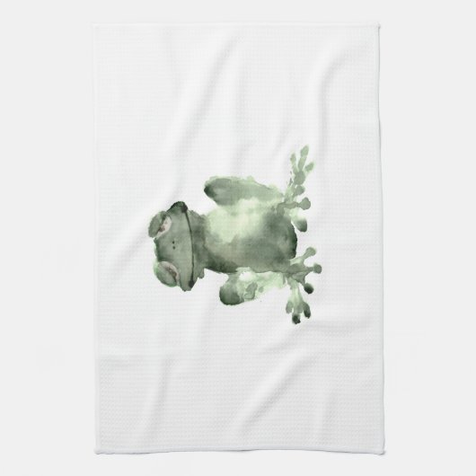 Fijne groene kikker witte keukenhanddoekkikkers theedoek (Verticaal)