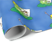 Fijne groene kikkers op het patroon van de cartoon cadeaupapier (Rol Hoek)