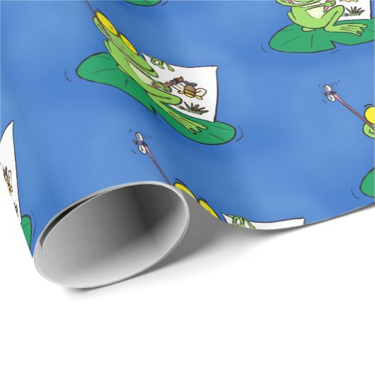 Fijne groene kikkers op het patroon van de cartoon cadeaupapier (Rol Hoek)