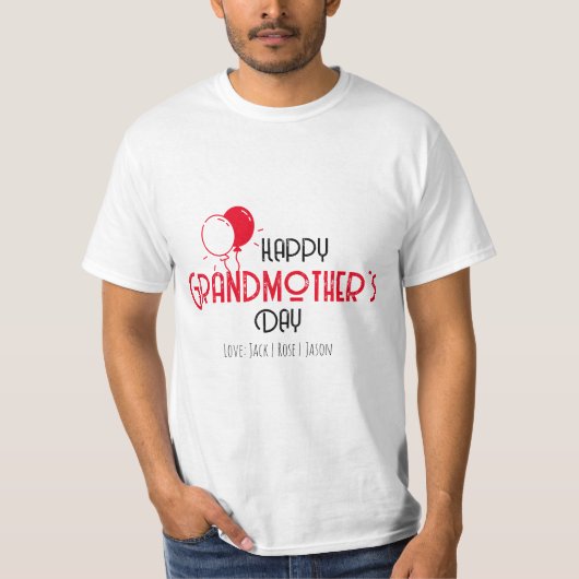 Fijne grootmoederdag met Rode ballonnen T-shirt (Voorkant)