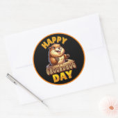 Fijne Groundhog Dag, Fun Februari Ronde Sticker (Envelop)