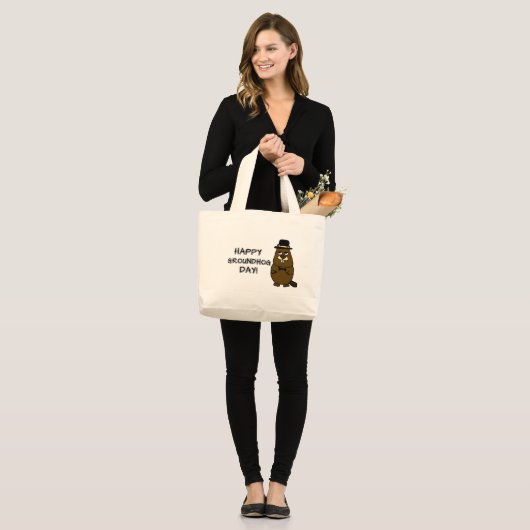 Fijne Groundhog Dag! Grote Tote Bag (Voorkant (model))