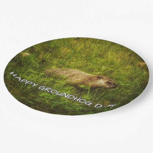 Fijne Groundhog Dag! papieren borden Papieren Bordje (Gekanteld)
