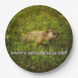 Fijne Groundhog Dag! papieren borden Papieren Bordje