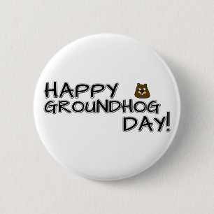 Fijne Groundhog Dag! Ronde Button 5,7 Cm