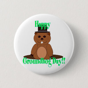 Fijne Groundhog Dag! Ronde Button 5,7 Cm
