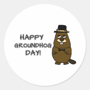 Fijne Groundhog Dag! Ronde Sticker