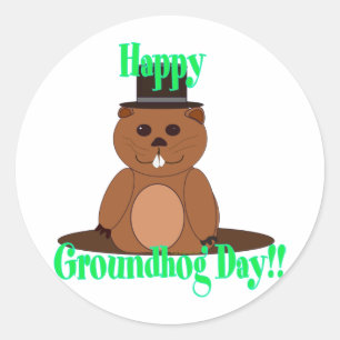 Fijne Groundhog Dag! Ronde Sticker