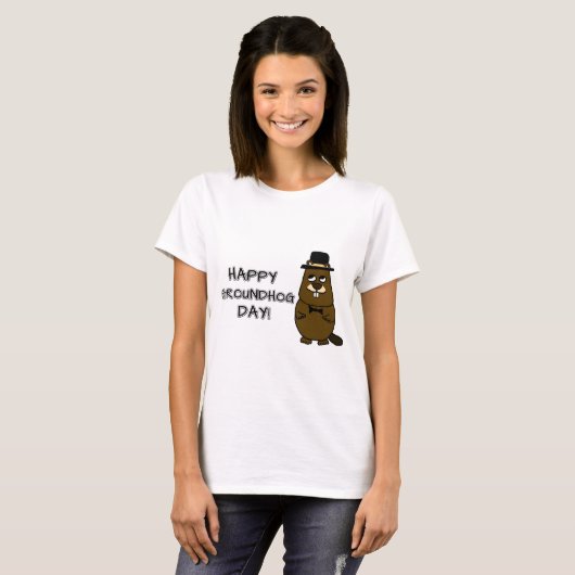Fijne Groundhog Dag! T-shirt (Voorkant volledig)