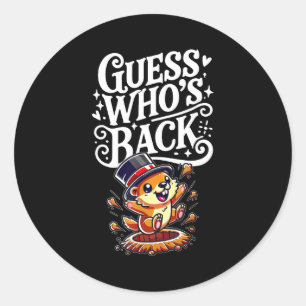 Fijne Groundhog Day 2 februari Phils voorspelling  Ronde Sticker