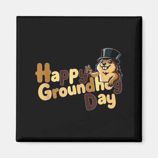 Fijne Groundhog Day 2 februari Phils Weer Vooruitz Magneet (Voorkant)