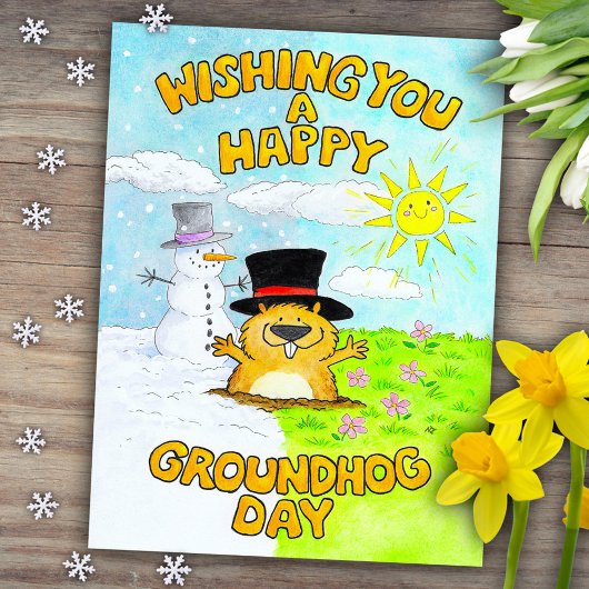 Fijne Groundhog Day  Briefkaart