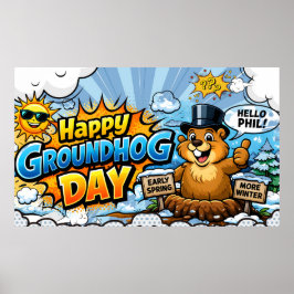 Fijne Groundhog Day  Grappige Achtergrond Poster
