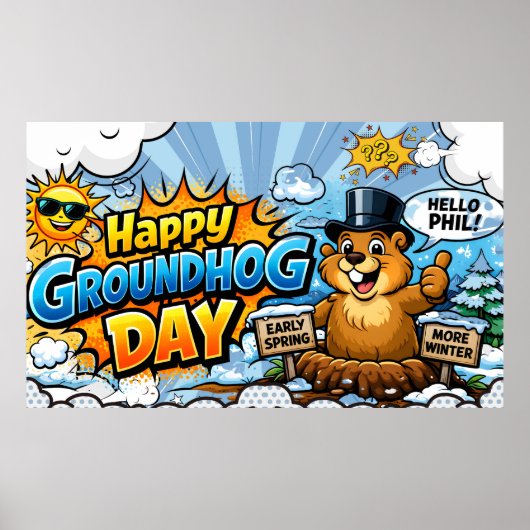 Fijne Groundhog Day Grappige Achtergrond Poster (Voorkant)