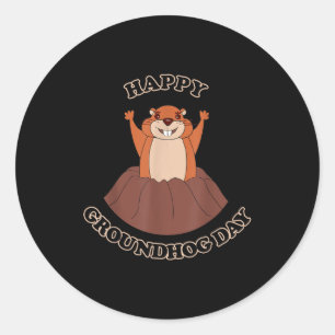 Fijne Groundhog Day Grappige Groundhog Bosmarmot A Ronde Sticker