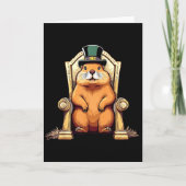 Fijne Groundhog Day Grond Eekhoorn Met Hoed Kaart (Voorkant)