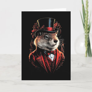 Fijne Groundhog Day Grond marmot in pak en hoed An Kaart