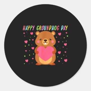 Fijne Groundhog Day Groundhog Day Schattig Woohuck Ronde Sticker