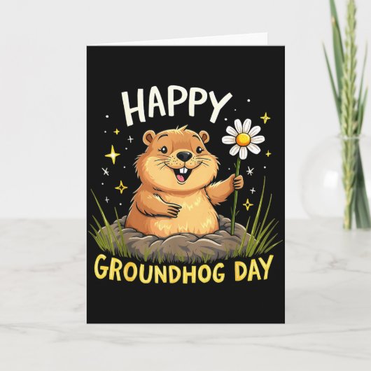 Fijne Groundhog Day Met Bloem Kaart (Voorkant)