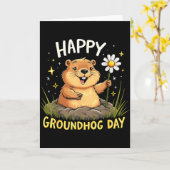 Fijne Groundhog Day Met Bloem Kaart (Gele Bloem)