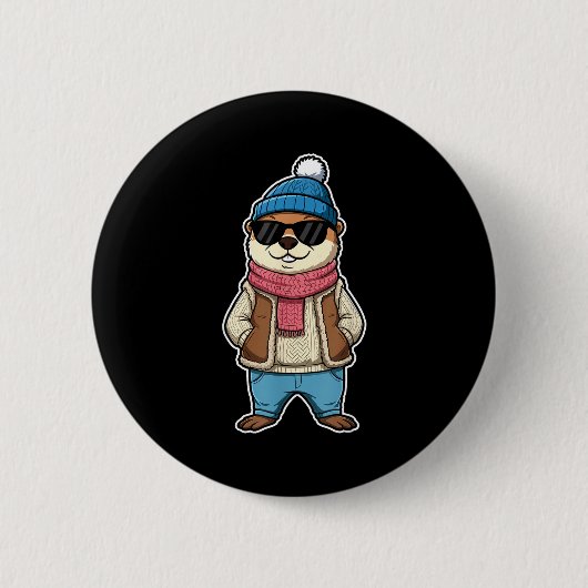 Fijne Groundhog Day Schaduw Schattig Groundhog Gra Ronde Button 5,7 Cm (Voorkant)