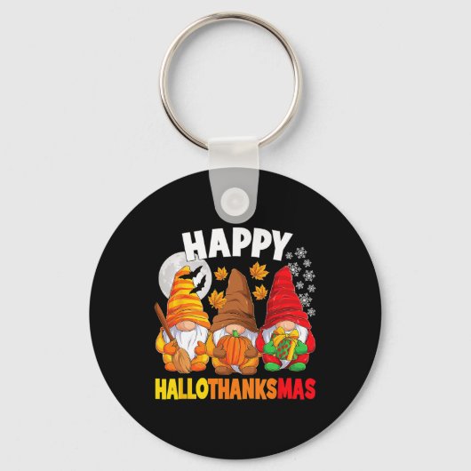Fijne Hallothanksmas Halloween Thanksgiving Kerstm Sleutelhanger (Voorkant)