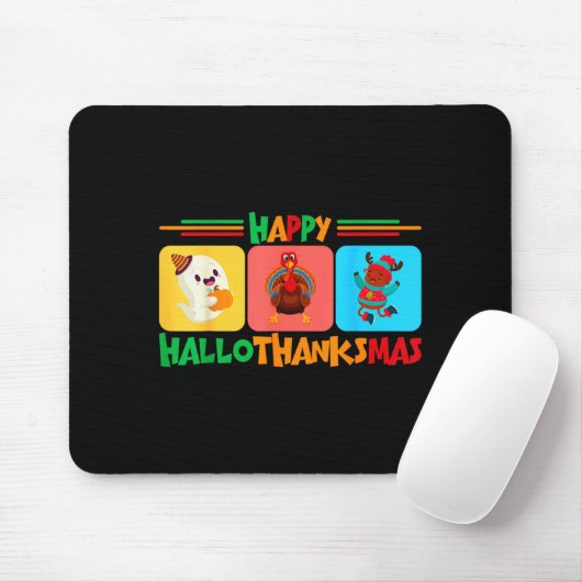 Fijne Hallothanksmas Kerstmis en Thanksgiving Muismat (Met muis)