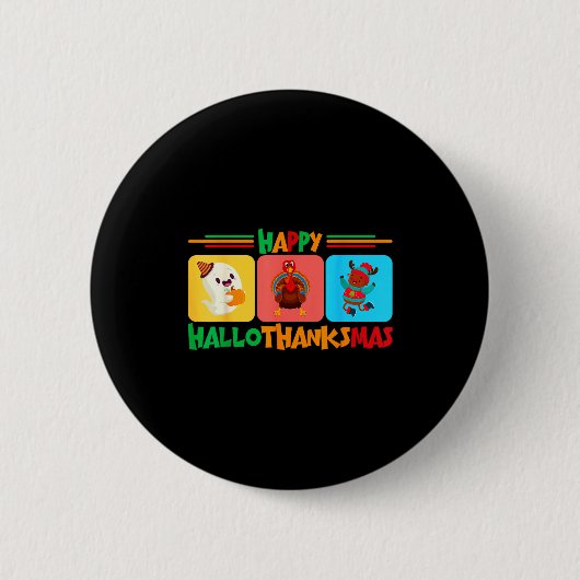 Fijne Hallothanksmas Kerstmis en Thanksgiving Ronde Button 5,7 Cm (Voorkant)