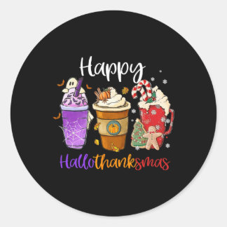 Fijne Hallothanksmas Koffie Latte Halloween Dankze Ronde Sticker