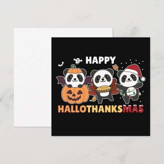 Fijne Hallothanksmas Pandas Kerstmis Panda Uitnodi Kaart (Voorkant / Achterkant)