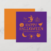 Fijne Halloween aangepaste naam oranje paarse kaar (Voorkant / Achterkant)