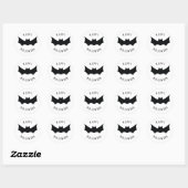 Fijne Halloween. Bat. Zwart-wit spooky Ronde Sticker (Vel)