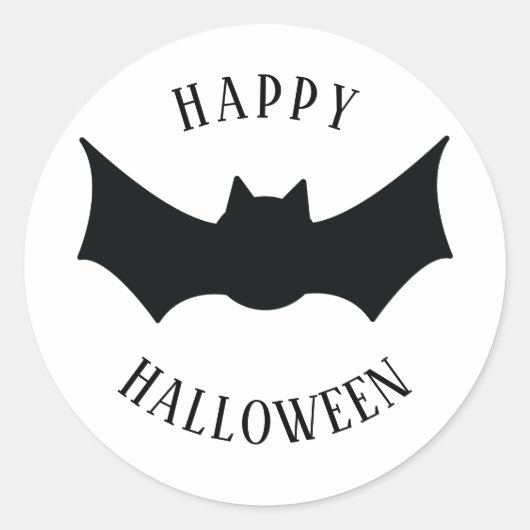Fijne Halloween. Bat. Zwart-wit spooky Ronde Sticker (Voorkant)