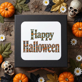 Fijne Halloween Bloemrijke Sierpompoenen Botanical Vierkante Sticker