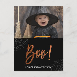 Fijne Halloween Boo! Halloween-fotokaart Briefkaart