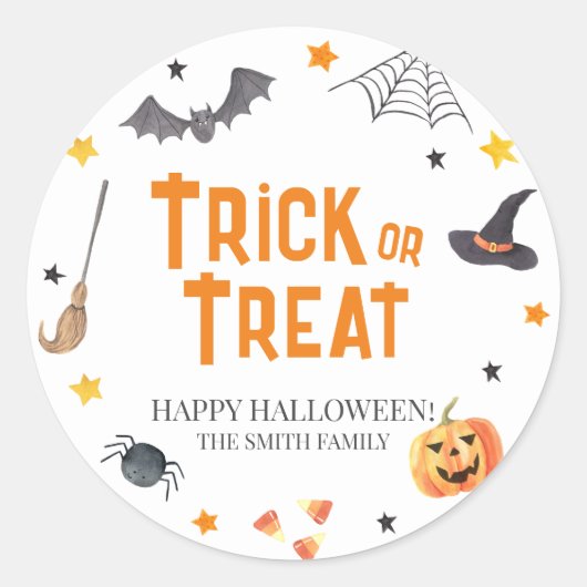 Fijne Halloween, BOO, Trick or treat Ronde Sticker (Voorkant)