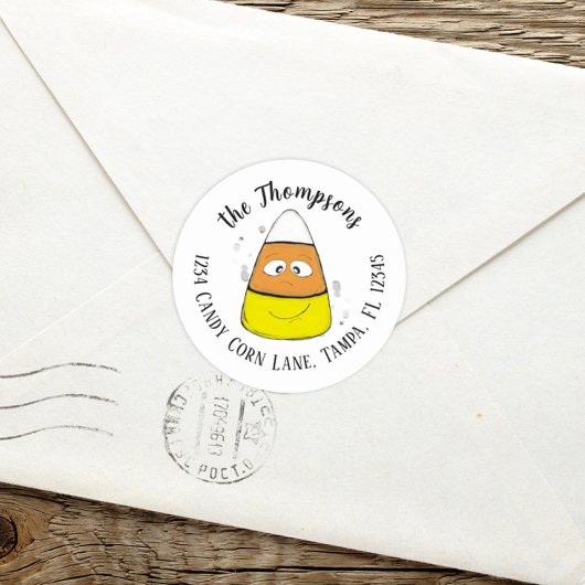 Fijne Halloween Candy Corn Schattig Retouradres Ronde Sticker