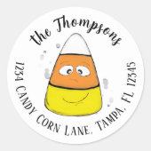 Fijne Halloween Candy Corn Schattig Retouradres Ronde Sticker (Voorkant)